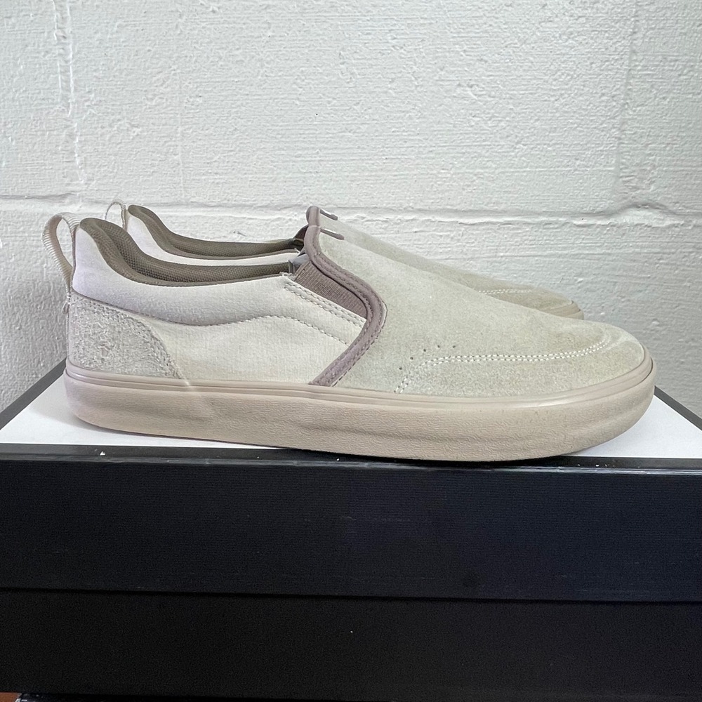 Splay REV SOS Barcelona Beige Suede Canvas Slip On Sneakers Womens 11.5 Mens 10